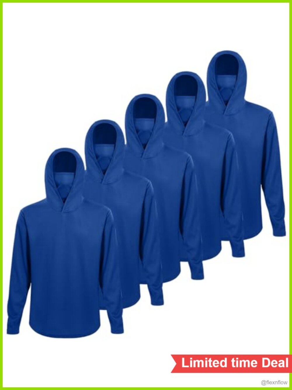 Men's Long Sleeve Hooded Athletic Shirts 5 Pack UPF 50+ Quick Dry Polyester